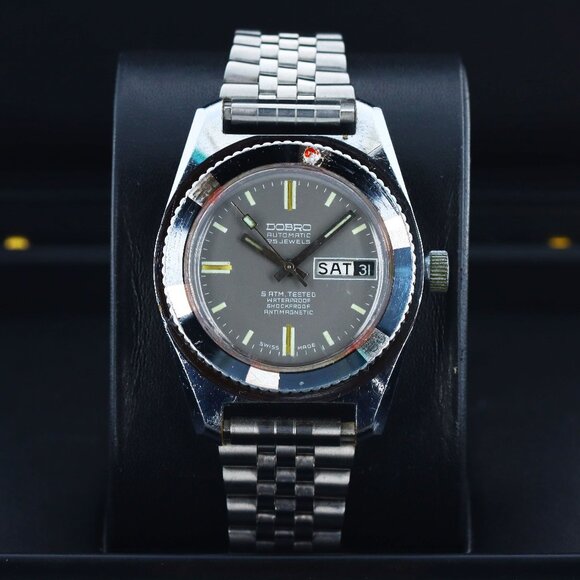 Dobro Divers Vintage Circa 1970s Automatic 38mm, Matte Grey Dial - Stainless Ste - Picture 1 of 9
